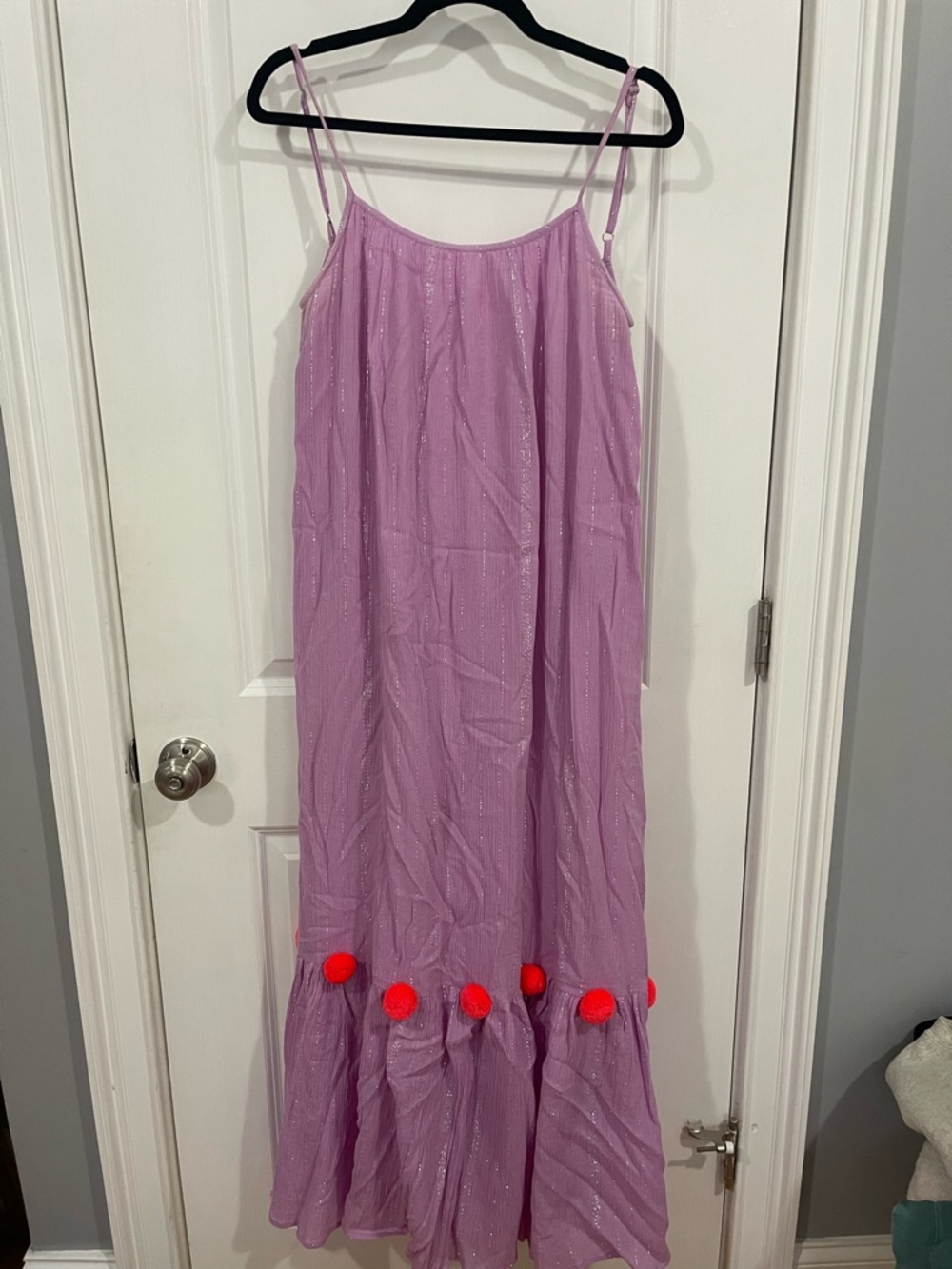 Lavender Maxi Dress with Pom Poms
